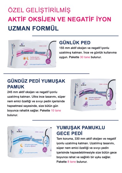 Airiz Hijyenik Kadın Pedi Seti 6'Lı Paket 98 Adet