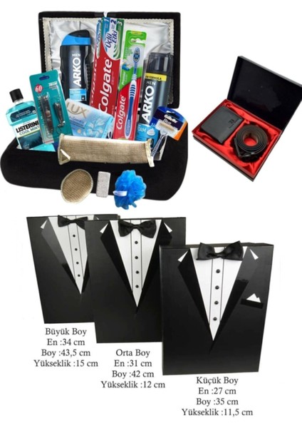 Damat Çeyiz Sandık Nişan Bohça Seti+Çeyiz Kutusu / Kolisi 3'lü+ Cüzdan, Kemerseti