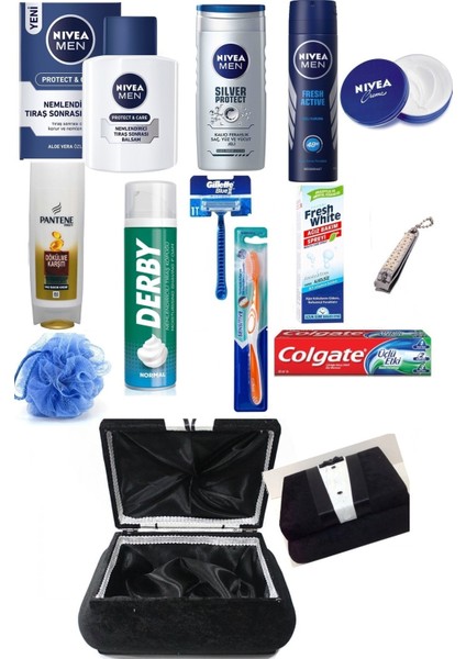 Damat Çeyiz Bohça Seti - Çeyiz Kutusunda 13 Parçalı Damat Bakım Seti