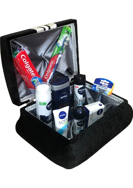 Damat Traş Seti Siyah Kutuda Damat Nişan Söz Çeyiz İçin 1 Adet Set