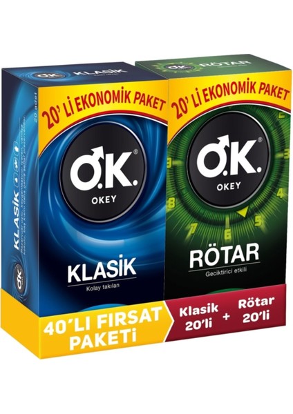 Klasik 20'Li Prezervatif & Rötar 20'Li Prezervatif