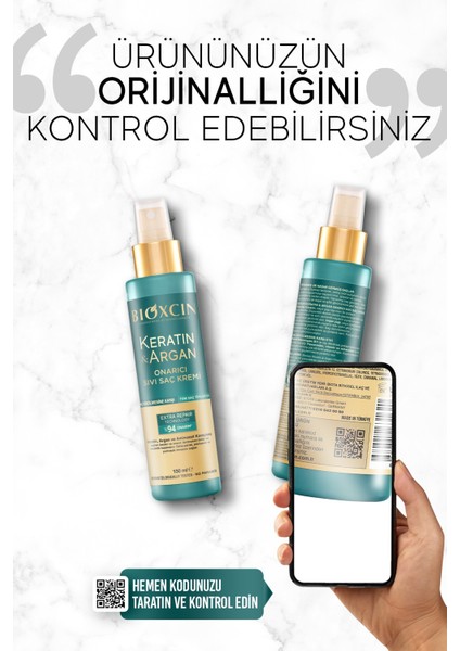 Keratin & Argan Onarıcı Sıvı Saç Bakım Kremi 150 ml Yıpranmış ve Hasar Görmüş Saçlar