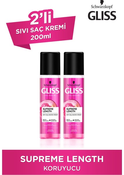 Supreme Length Uzun Saçlara Özel Durulanmayan Sıvı Saç Kremi 200 ml 2'li