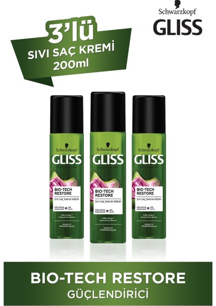 Bio-Tech Güçlendiren Bakım Durulanmayan Sıvı Saç Kremi 200 ml 3'lü