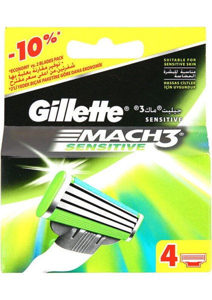 Mach3 Sensitive Yedek Tıraş Bıçağı 4'Lü