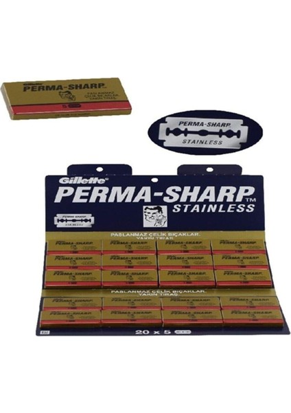 Permasarp Permasharp Yaprak Tam Jilet Tıraş Bıçağı 100'Lü (20 X 5)
