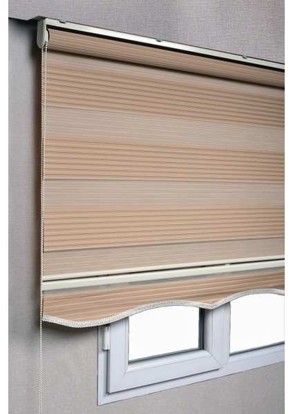 Etekli Kahverengi Pileli Zebra Kaliteli Güneşlik Stor Perde fiyatları