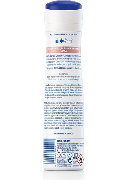 Derma Control Clinical Kadın Sprey Deodorant 150ML 96 Saat Üstün Koruma modelleri