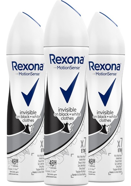 Kadın Deodorant Sprey Invisible On Black White Clothes 150 ml X3 Adet