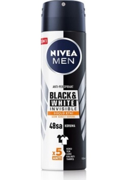 Deodorant Erkek Invisible Black&white Güçlü Etki 150ML x 6 Adet