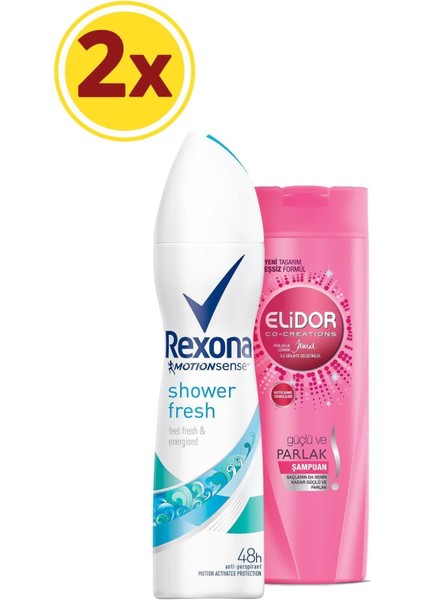 Kadın Shower Fresh 150 ml Deodorant Sprey + Elidor Şampuan Güçlü ve Parlak 200 ml Set X2