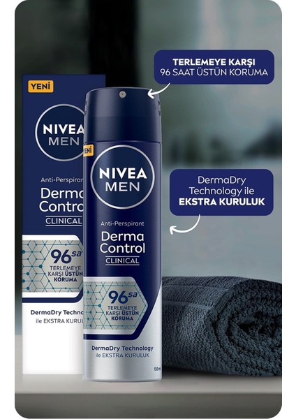 Men Derma Control Clinical Erkek Sprey Deodorant 150ML,96 Saat Üstün Koruma X2 Adet fiyatları