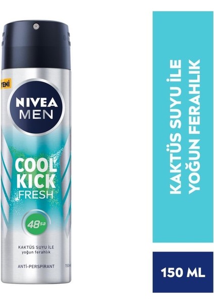 Men Erkek Sprey Deodorant Cool Kick Fresh 48 Saat Anti-Perspirant Koruma 150ML