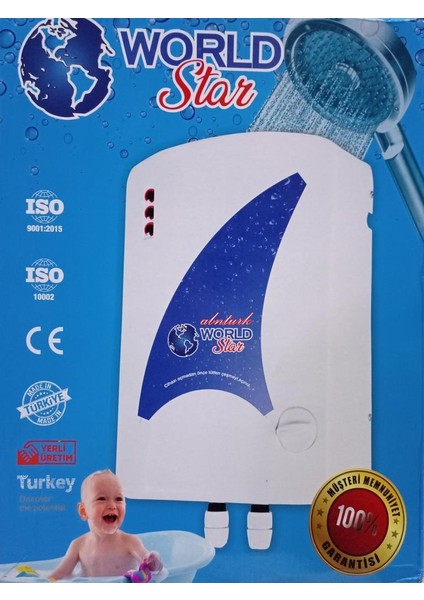 Dünyanın Eniyi Banyo Şofbeni 9 Emniyet Tasarruf World Star Şohben 3 Yıl Garantli Büyükboy Su Isıtıcı
