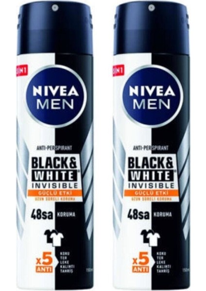 Men Black&white Güçlü Etki Deodorant 150 Ml. x 2 Ad.