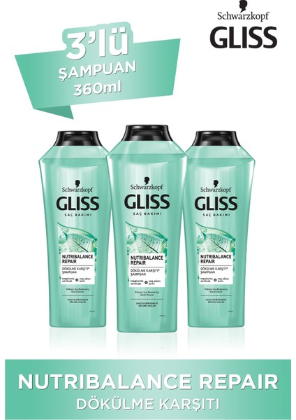 Nutribalance Repair saaç döökülmesi Şampuan 360 Ml 3'Lü
