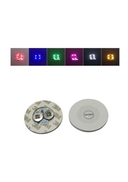 Parti LED Şişe Bardak Altlığı 6cm Parlak 4 LED Flaş Dekor Işık 7 Renk