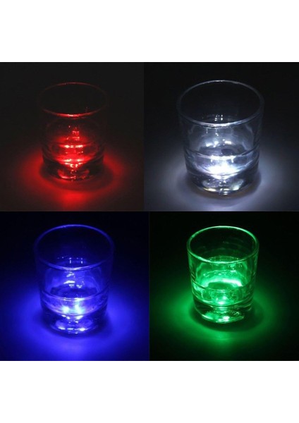 Parti LED Şişe Bardak Altlığı 6cm Parlak 4 LED Flaş Dekor Işık 7 Renk
