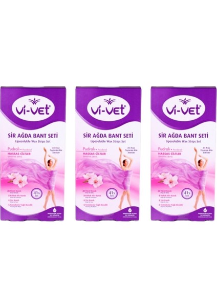 Vi Vet Vivet Sir Ağda Bant Seti 41'Li Pudralı X 3 Adet Liposoluble Wax Strips Set Powdered X 3 Piec