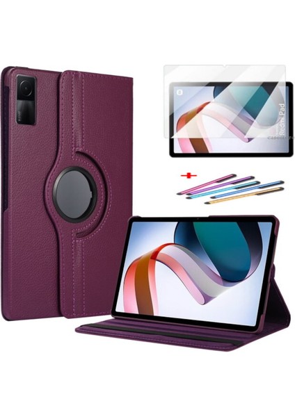 Xiaomi Redmi Pad 4 GB 6gb 10.6" Tablet Kılıf Kapaklı 360 Derece Dönen Tam Koruyucu Standlı Zırh Kılıf Ekran Koruyucu ve Kalem Set