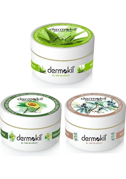 El ve Yüz Kremi Aloevera-Avokado-Zeytinyağı 300ML 3lü Set