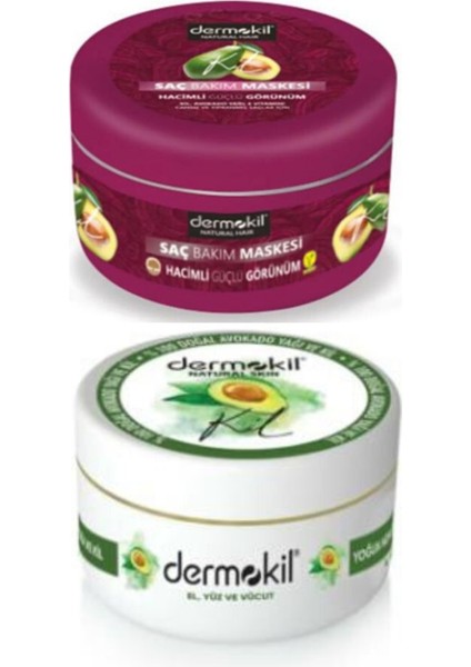 Avokado El Kremi 300 ml Kil Avokado ve E Vitaminli Saç Maskesi 300 Gr. 2li Set