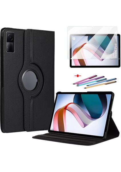 Xiaomi Redmi Pad 4 GB 6gb 10.6" Tablet Kılıf Kapaklı 360 Derece Dönen Tam Koruyucu Standlı Zırh Kılıf Ekran Koruyucu ve Kalem Set