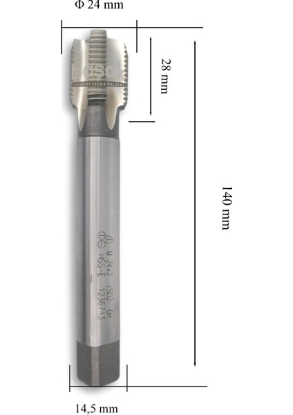 M24X2 İnce Diş Makina Kılavuzu Düz Hsse Dın 374/C