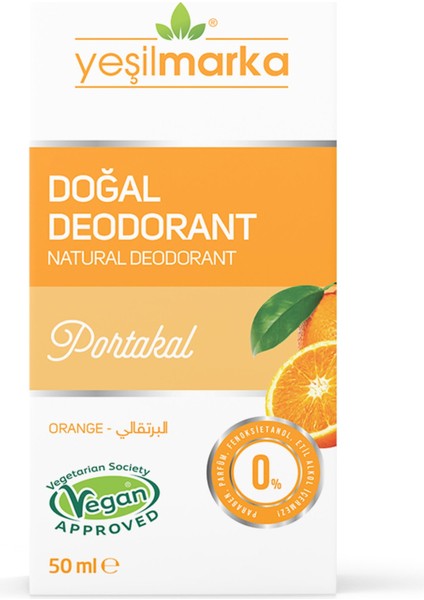 Doğal Deodorant– Portakal- Vegan- Alkolsüz- Parabensiz- Aluminyum Kimyasalı Içermez