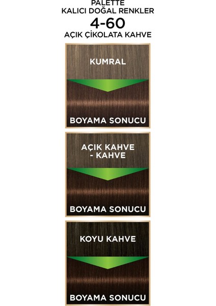 Kalıcı Doğal Renkler 4-60 Açık Çikolata Kahve modelleri