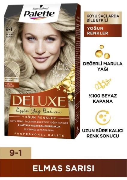 Deluxe Yoğun Renkler 9-1 Elmas Sarısı X 2 Adet fiyatları