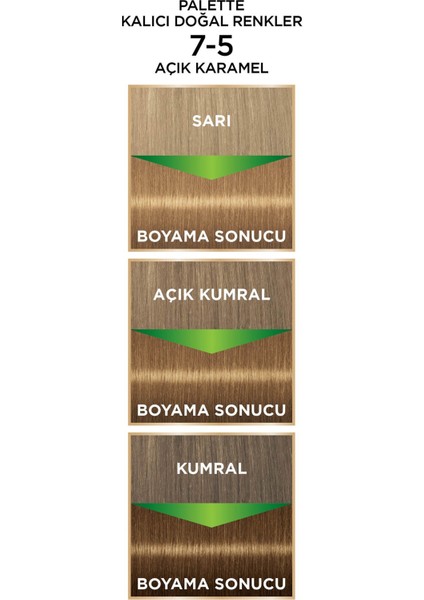 Kalıcı Doğal Renkler 7-5 Açık Karamel Boya modelleri