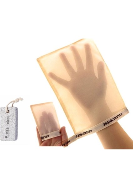 Kelebek Hakiki Koza İpeği Banyo Kesesi 2'li Somon Renk Normal Ciltler İçin Gözenek Açıcı