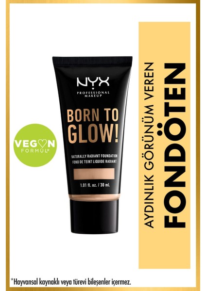 Nyx Fondöten - Born To Glow! Naturally Radiant Foundation 6 Vanilla 80089719034