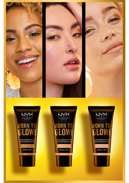 Nyx Fondöten - Born To Glow! Naturally Radiant Foundation 6 Vanilla 80089719034