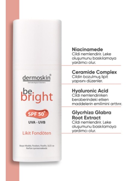 Be Bright SPF50+ Likit Fondöten 33ML - Light