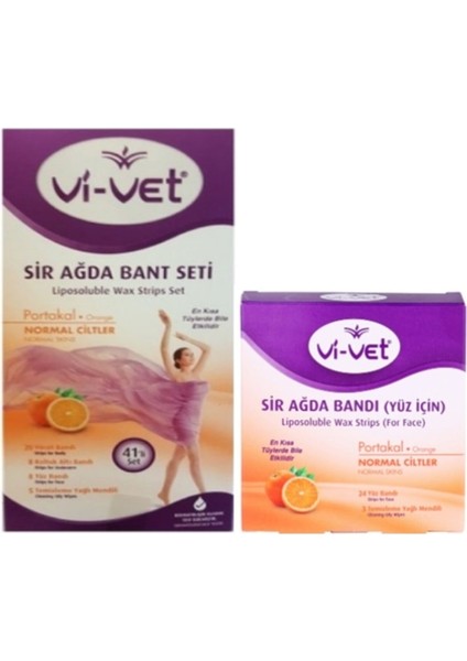 Vi Vet Vivet Sir Ağda Bandı Portakallı 41lı Set + Vivet Sir Ağda Bandı Portakallı( Yüz Için) 24lü