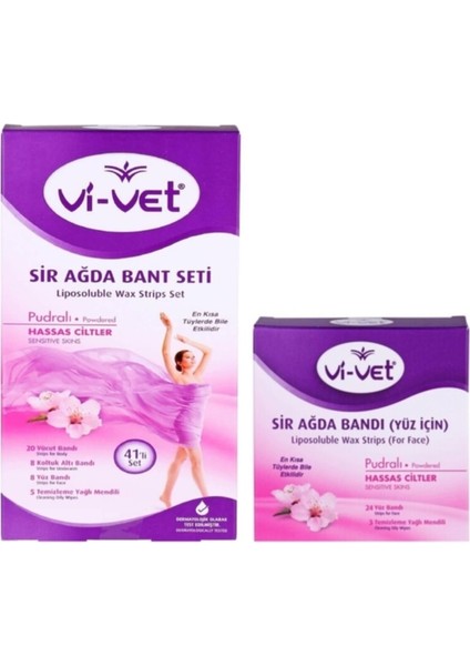 Vi Vet Vivet Sir Ağda Bandı Pudralı 41lı Set + Vivet Sir Ağda Bandı Pudralı 24lü ( Yüz Için)