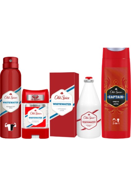 White Water Deodorant +White Water Tıraş Losyonu +Captain Duş Jeli + Koltuk Altı Jeli Set