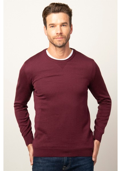 Slim Fit Dar Kesim Bisiklet Yaka Erkek Kazak