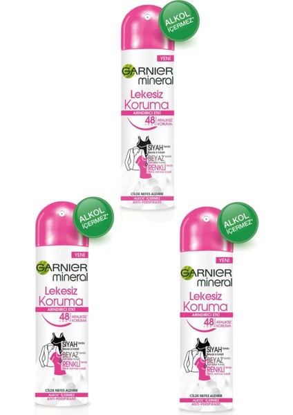 3 Lü Set Anti - Perspirant Sprey Deodorant - Lekesiz Koruma 150 ml