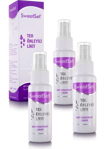 Sweat Set Sweatset 3'lü Set El, Ayak, Yüz, Koltuk Altı Terleme Önleyici Sprey 24 Saat Etkili Kesin