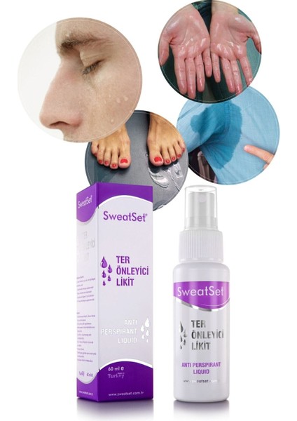 Sweat Set Sweatset 3'lü Set El, Ayak, Yüz, Koltuk Altı Terleme Önleyici Sprey 24 Saat Etkili Kesin