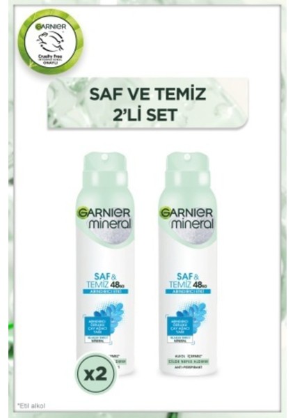 2'li Mineral Saf ve Temiz Sprey Kadın Deodorant Seti