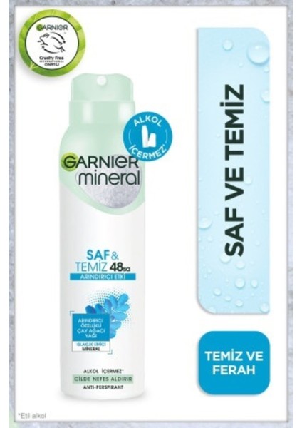 2'li Mineral Saf ve Temiz Sprey Kadın Deodorant Seti