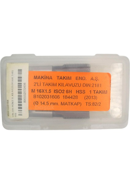 M16X1,5 İnce Diş El Kılavuzu 2’li Takım Hss Dın 2181