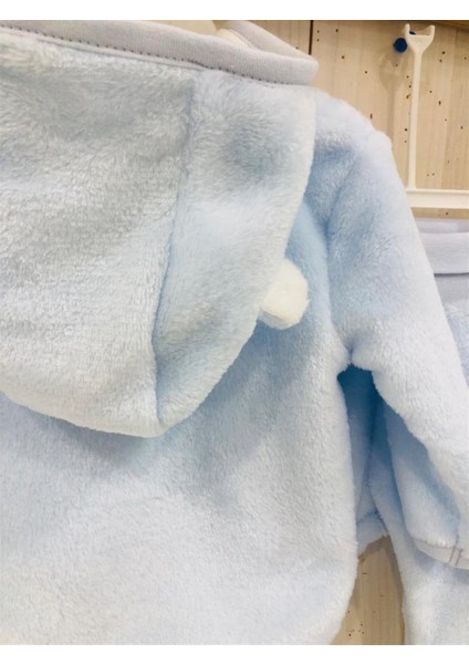 Astarsız Soft Yumuşak Kumaş Önden Fermuarlı Kapüşonlu Ayıcık Desenli Erkek Bebek Ikili Takım fırsatları