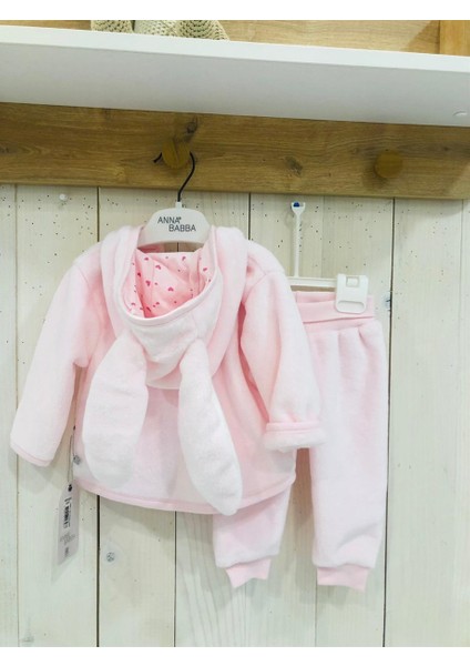 Tavşan Kulaklı Kapüşonlu Yumuşak Soft Kumaş Tavşancık Desenli Kız Bebek Ikili Takım fiyatları