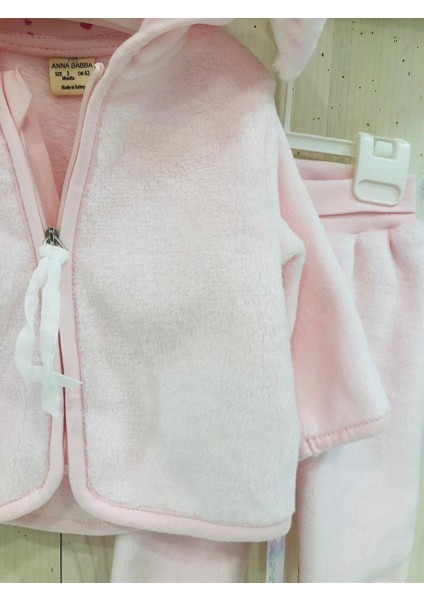 Tavşan Kulaklı Kapüşonlu Yumuşak Soft Kumaş Tavşancık Desenli Kız Bebek Ikili Takım fırsatları