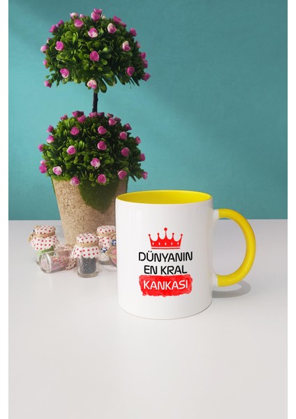 Kankaya Hediye Dünyanın En Kral Kankası Sarı Kupa Bardak Kalemlik modelleri